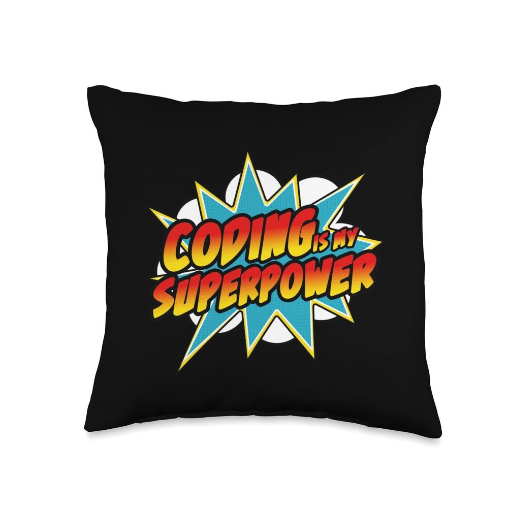 3574 Coding Is My Superpower | Comic Coder HTML Programmer Geek Throw